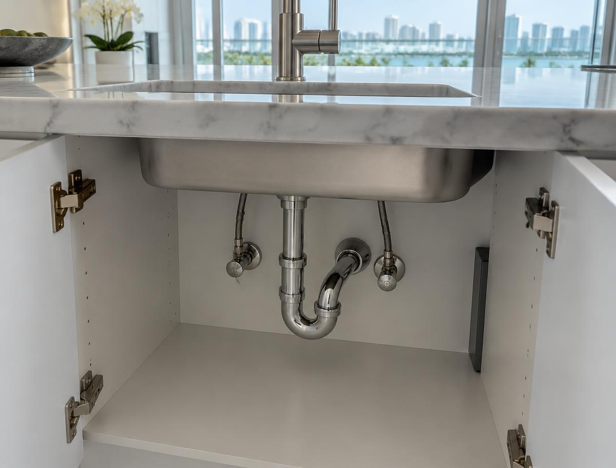 Kitchen & visible plumbing
